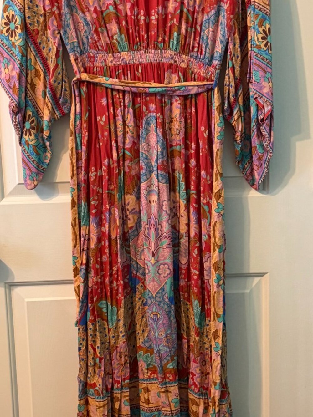 Spell Red Lotus Kimono Sleeve Maxi Gown | Red | Medium | Boho Formal Dress - Picture 12 of 15